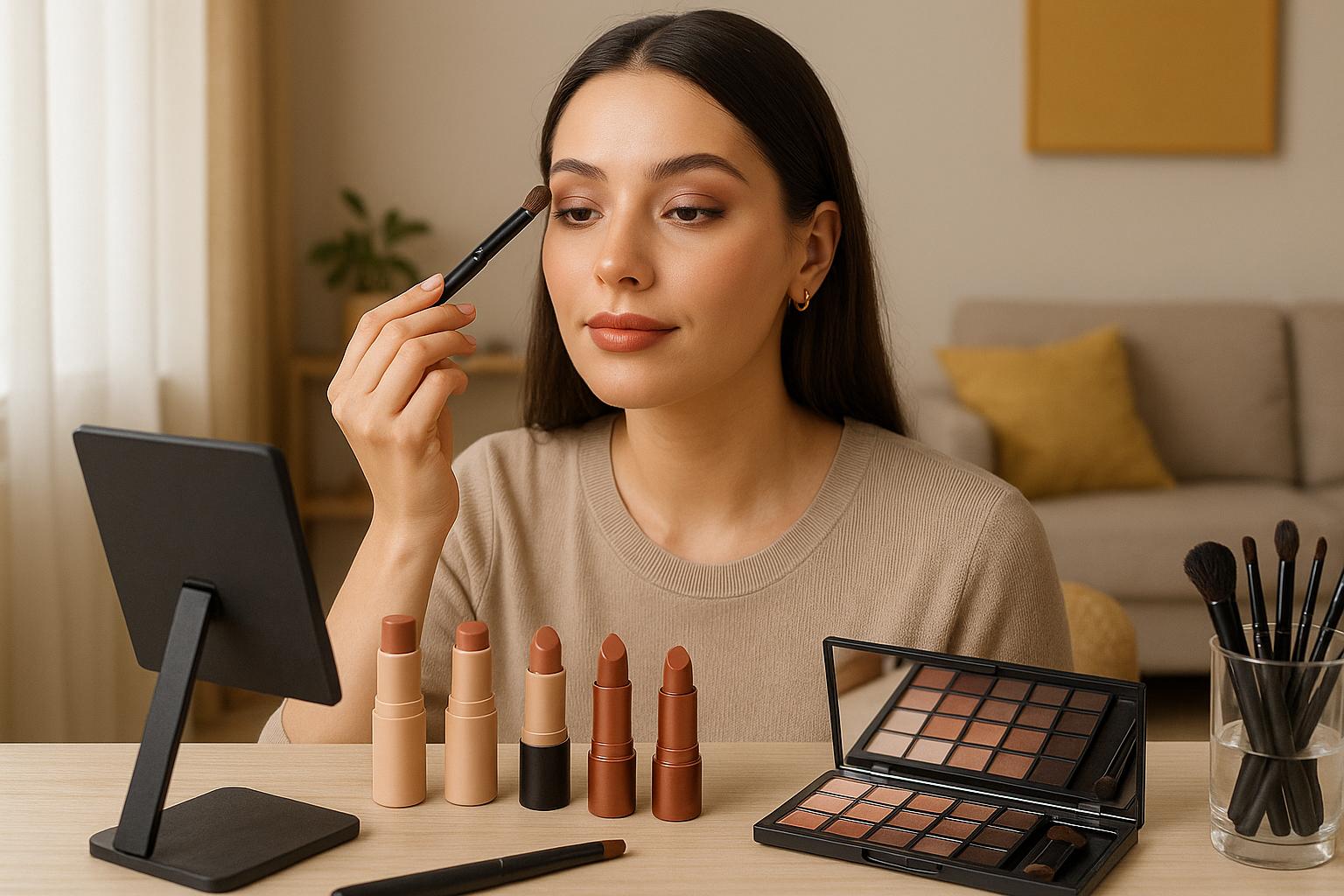 Como se maquiar em casa como profissional em 2025: técnicas, tendências e produtos multifuncionais para um visual natural, prático e sofisticado. (imagem gerada com inteligência artificial)