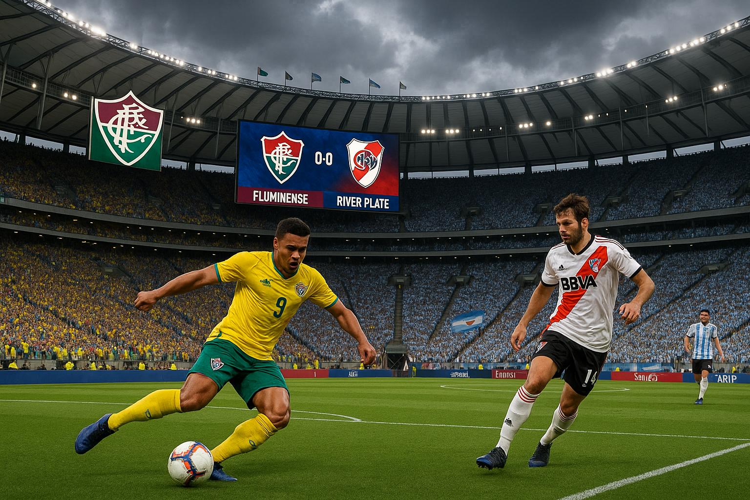 Fluminense enfrenta River Plate nas oitavas do Mundial de Clubes 2025, prometendo um duelo sul-americano de alta emoção, história e rivalidade regional. (imagem gerada com inteligência artificial)