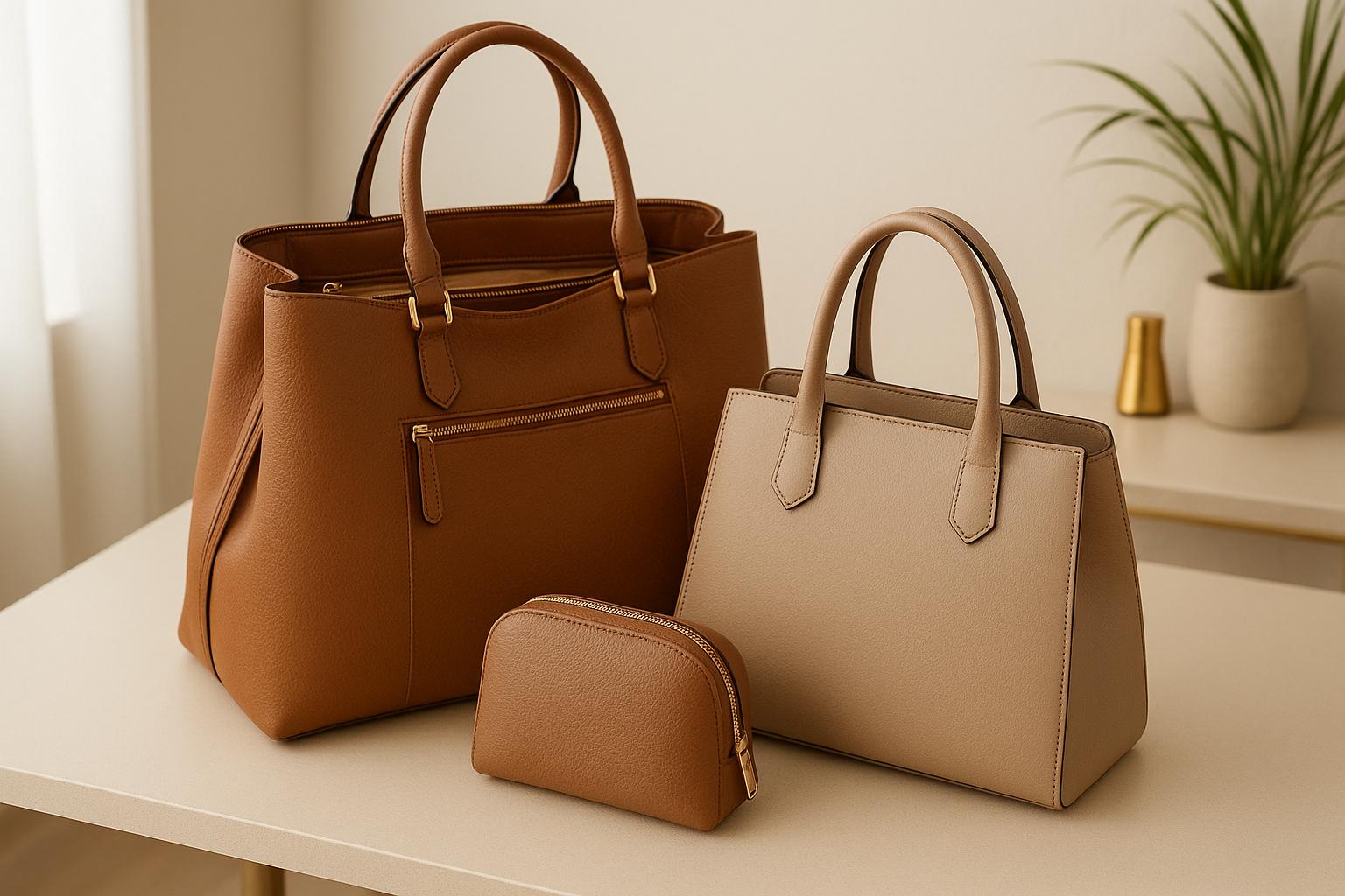 Kit de bolsas versátil é essencial para a mulher moderna que busca estilo, praticidade e elegância em diferentes ocasiões do dia a dia. (imagem gerada com inteligência artificial)