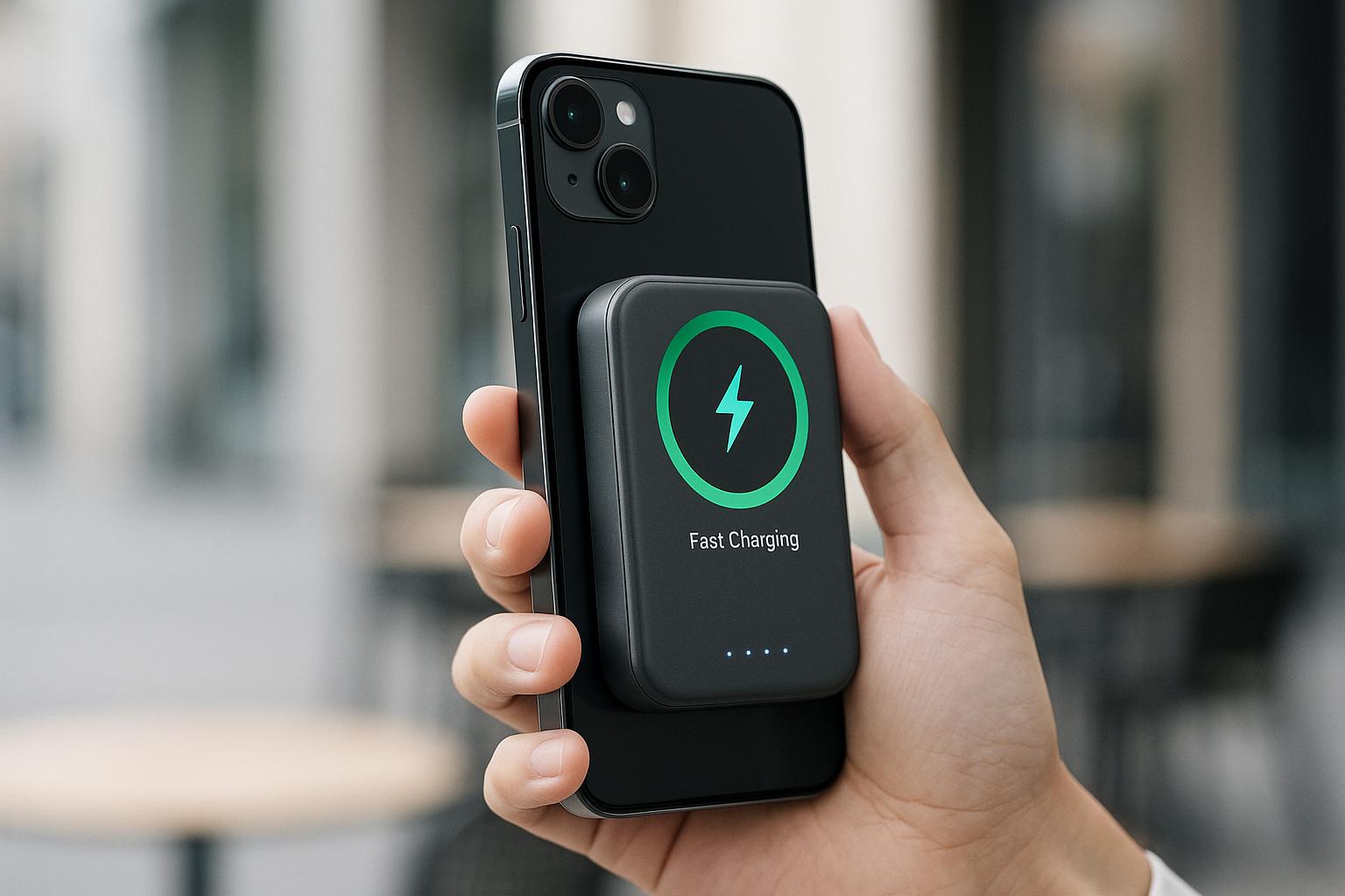 Onde comprar power banks magnéticos para iPhone com carregamento rápido? Descubra as melhores opções seguras e práticas para manter seu iPhone sempre carregado. (imagem gerada com inteligência artificial)