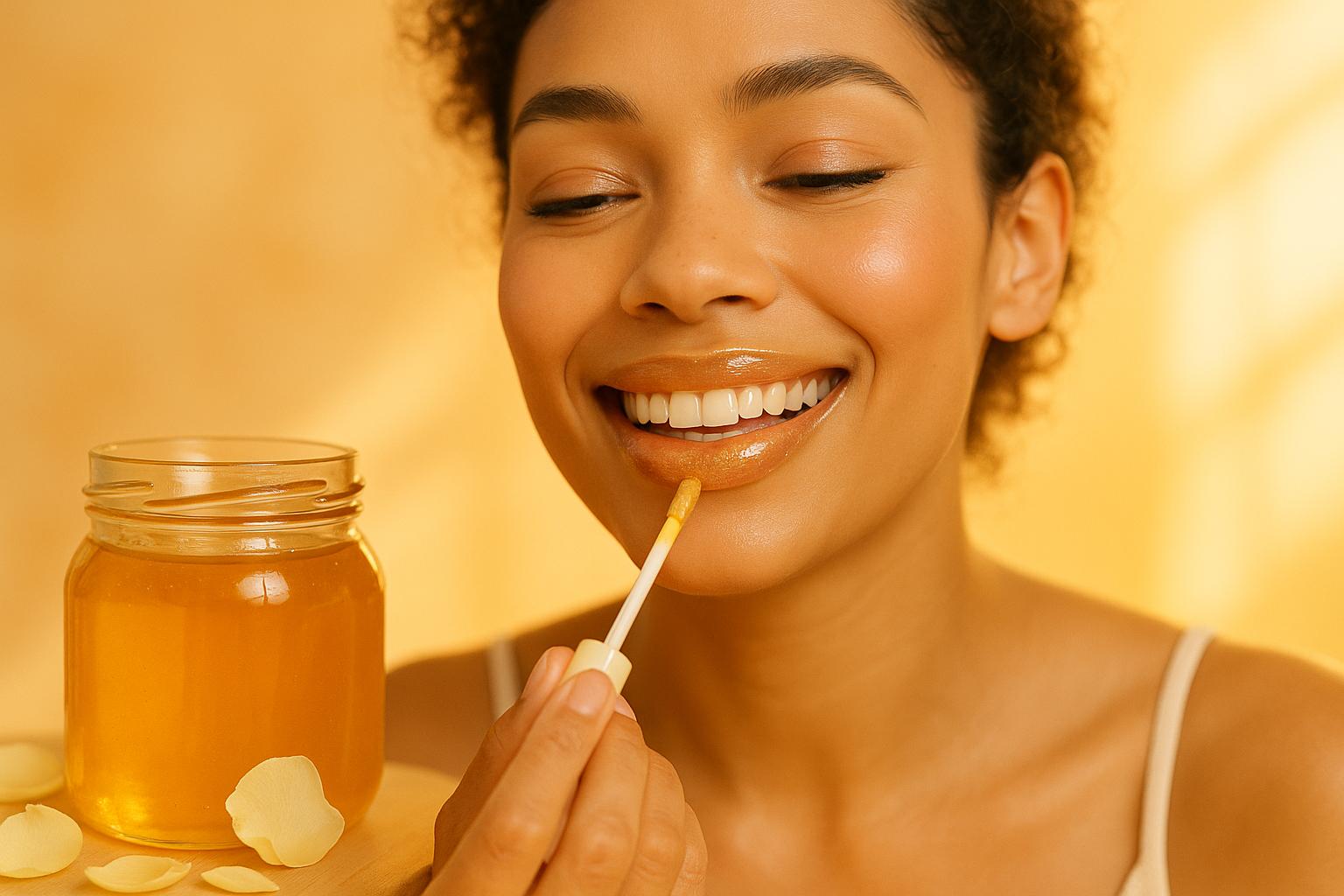 Descubra o Lip Honey de Franciny Ehlke: brilho natural, hidratação intensa, aroma de mel e fórmula cruelty free, perfeito para lábios mais saudáveis e irresistíveis. (imagem gerada com inteligência artificial)