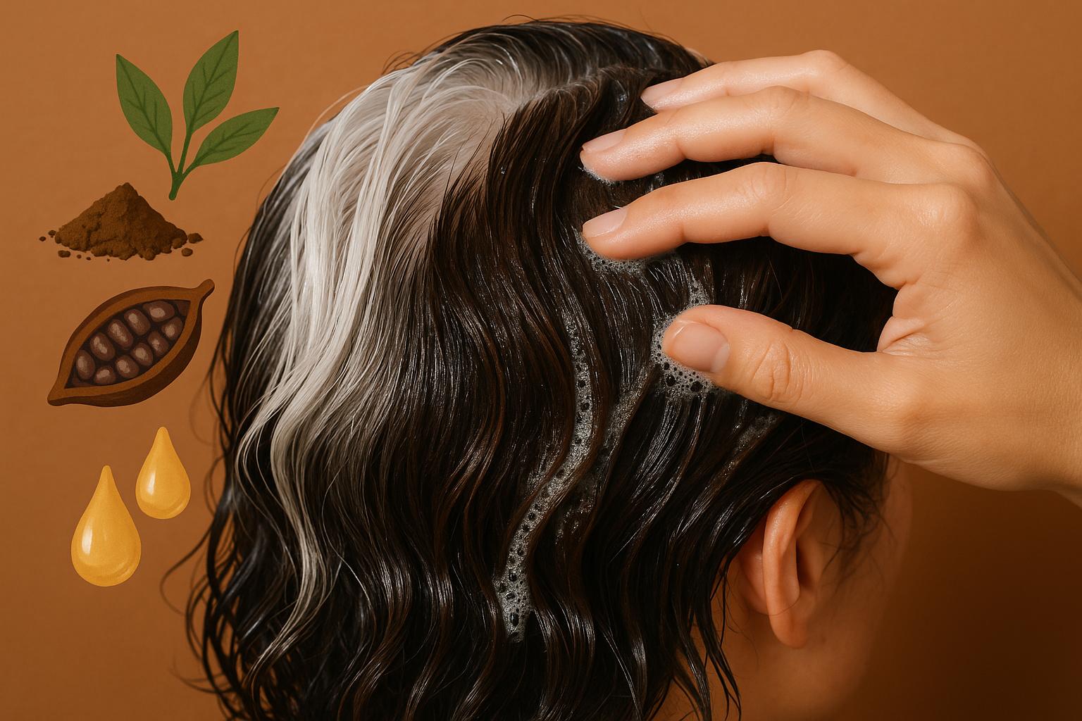 Shampoo escurecedor tonalizante para cabelos brancos, oferece efeito natural, brilho intenso e rejuvenescido em apenas 7 minutos, com cor vibrante e duradoura. (imagem gerada com inteligência artificial)
