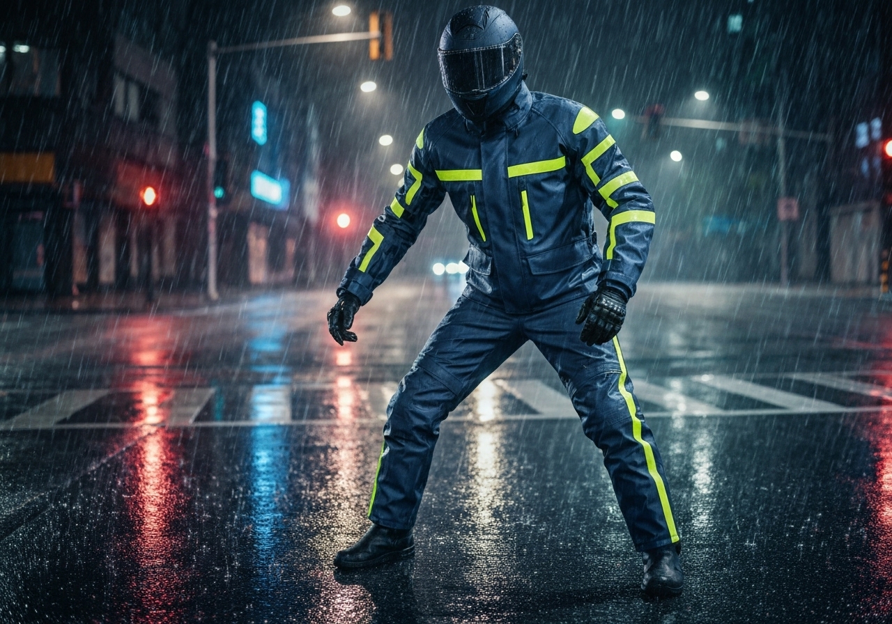 Conjunto Impermeável Reforçado para Motoqueiros com Faixas Refletivas