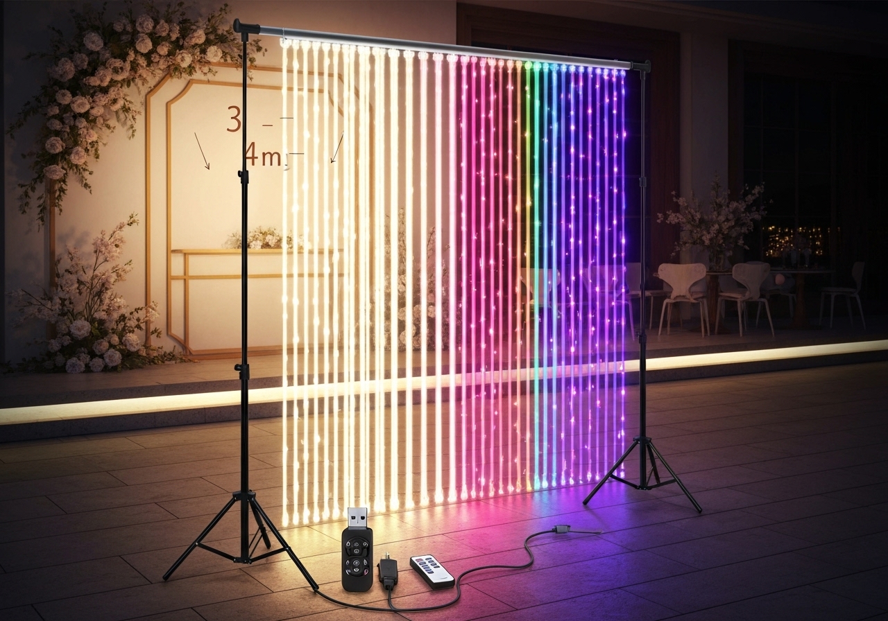 Cortina LED 300 Leds para Festas e Decoração | Impermeável e Colorida
