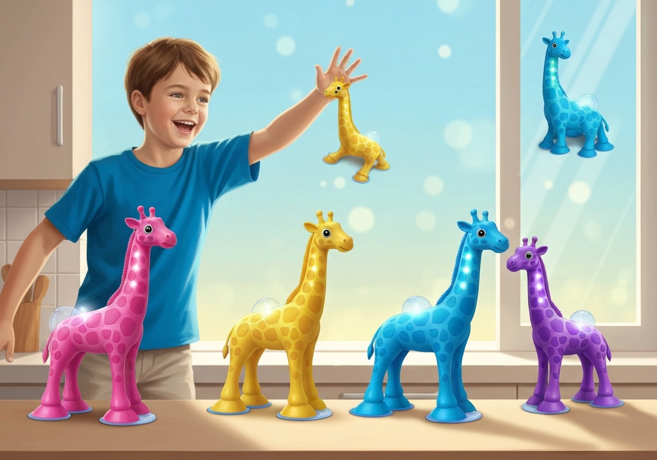 Kit 4 Girafas Pop-It com Luz LED | Brinquedo Interativo em Promoção