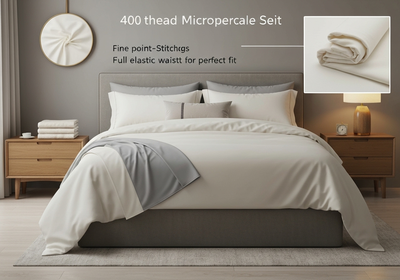 Kit Jogo Lençol 400 Fios Micropercal Acetinado e Durável para Toda a Cama