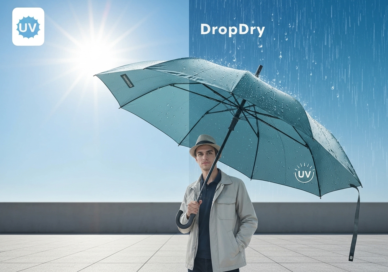 Guarda-chuva Duplo Face Reforçado UV, Compacto e Resistente