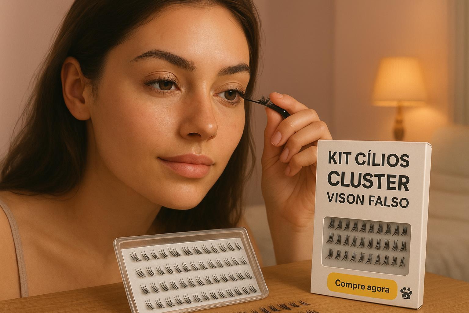 Kit 200 Cílios Cluster Vison Falso: Olhar de Salão em Casa