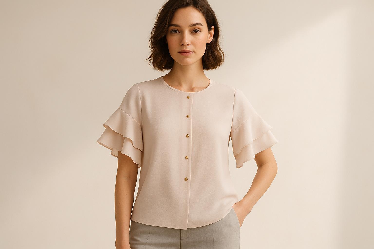 Blusa 2 Mangas Babado com Botão: Elegância e Versatilidade